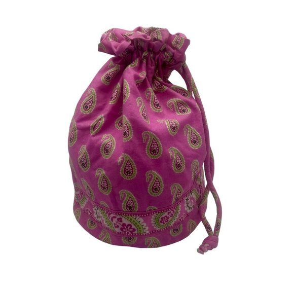 Vera Bradley Bermuda Pink Diddy Bag Pink Green Y2K Retired Paisley Drawstring - Picture 1 of 10